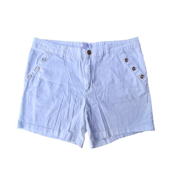 Stella Parker Collection Pants - Stella Parker Collection White Nautical Button Stretch Chino Shorts Womens 12